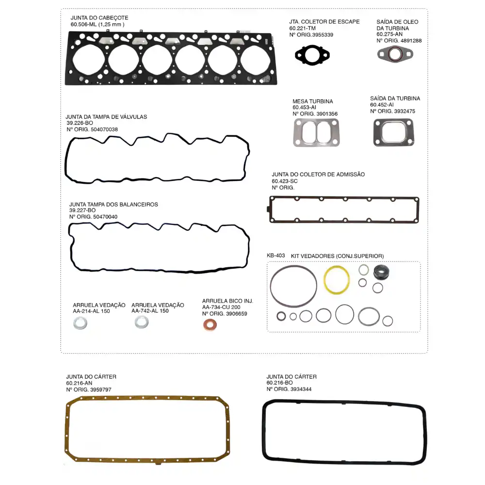 JUNTA MT IVECO NEF6 5.9L 6CC TECTOR 170E