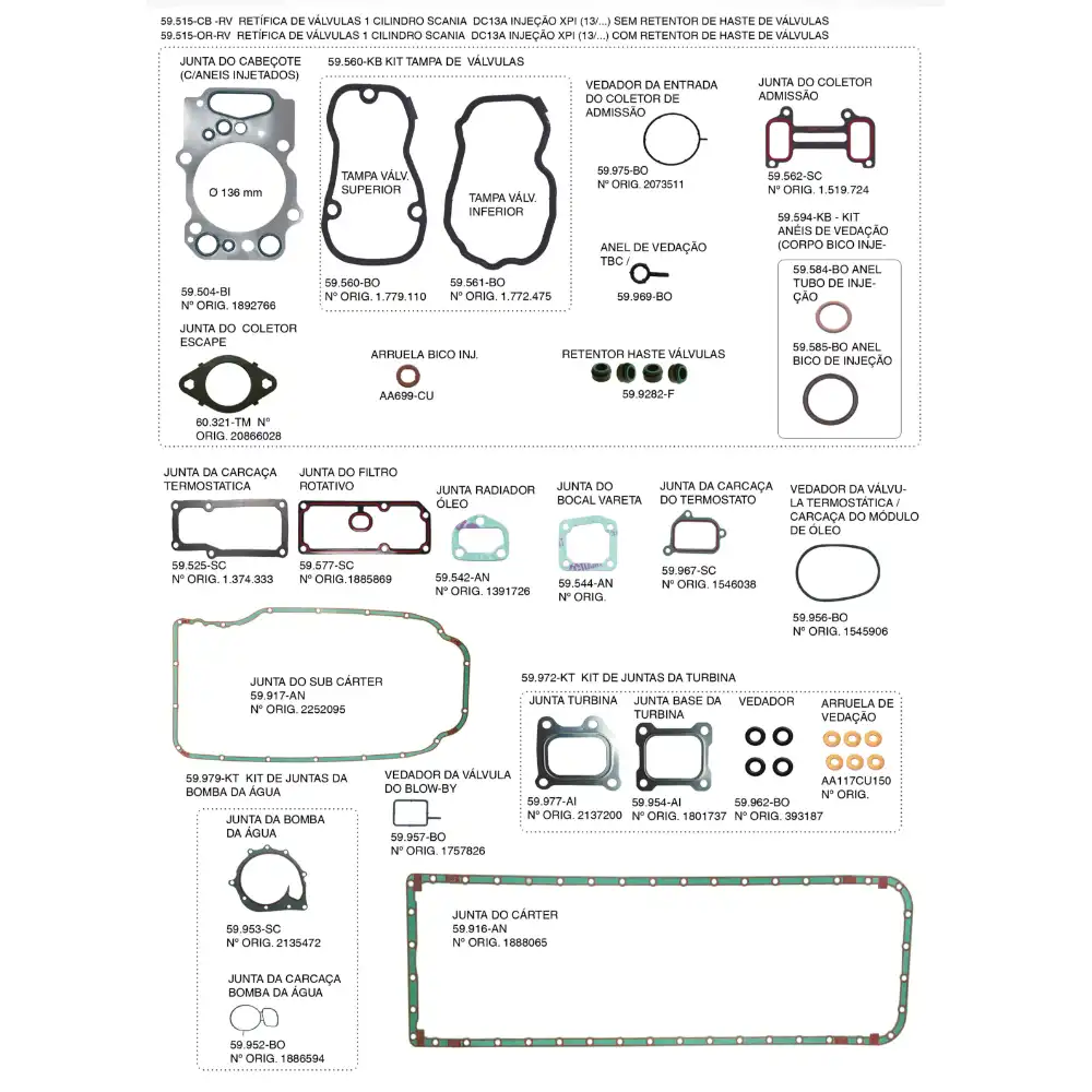 JUNTA MT SCANIA DC13 13.0 24V  INJECAO X